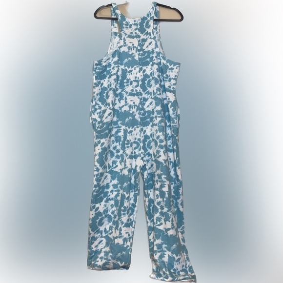 Colsie women’s medium 8 10 jumper overall romper tie dye casual crop ankle green - Picture 2 of 10